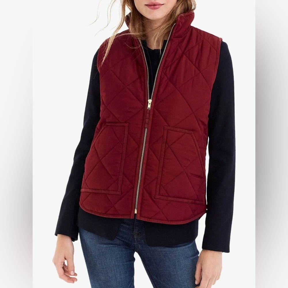 J. Crew Quilted Puffer Vest sz XS NWT Red